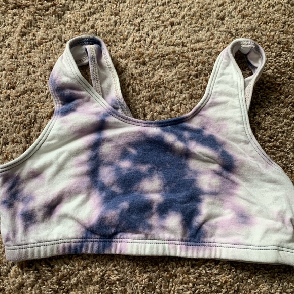 NWT reverse tie dye blue and white sports bra - Picture 2 of 15